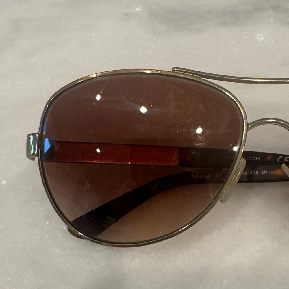 Tory Burch Aviator Sunglasses with Brown Lenses - Picture 5 of 5
